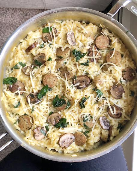 Sausage, Mushroom & Spinach Risotto