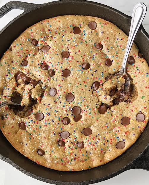 Birthday Cake Chocolate Chip Skillet Cookie