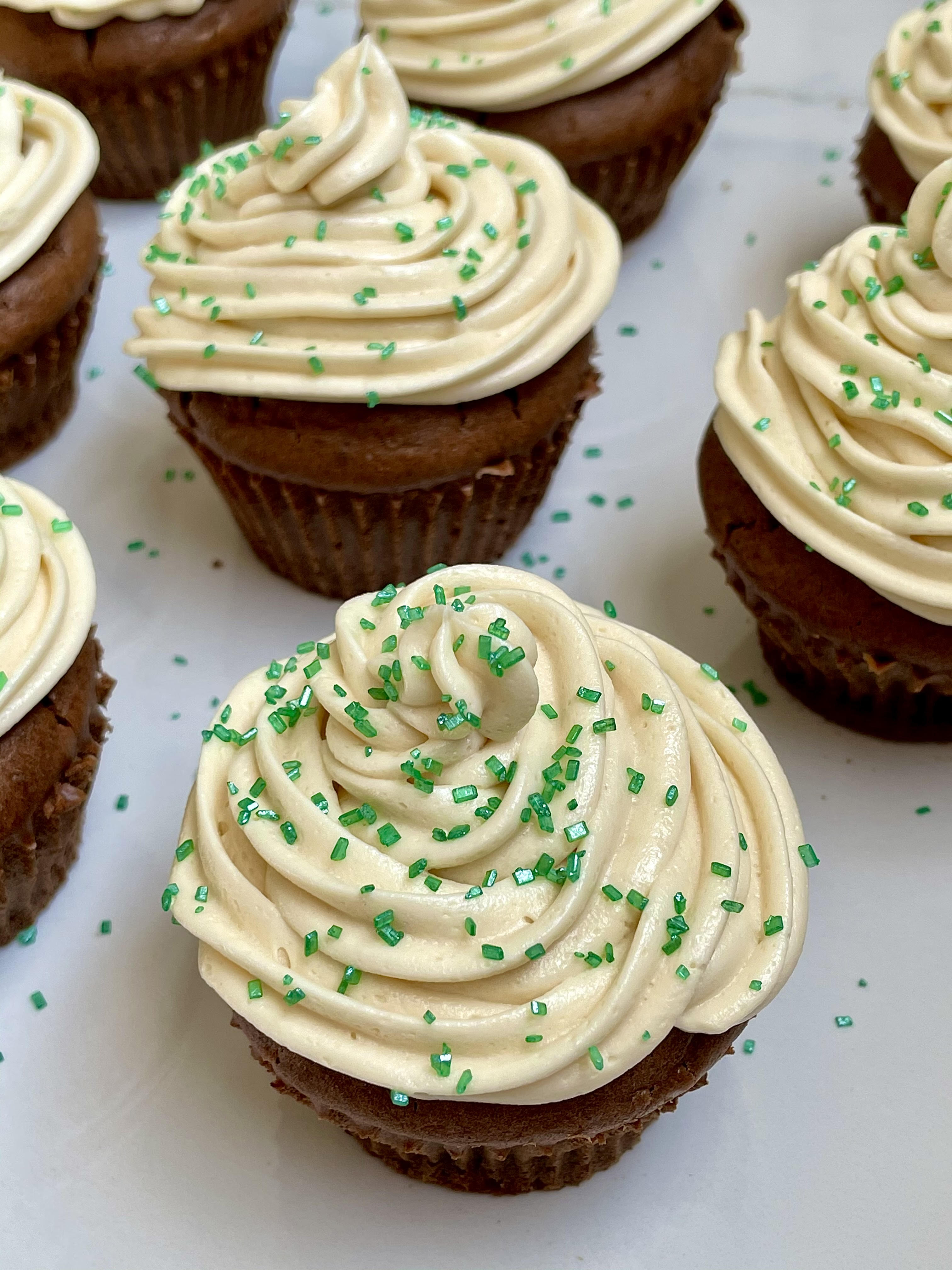 Guinness Cupcakes with Baileys Frosting - Figgin Delicious - Dessert